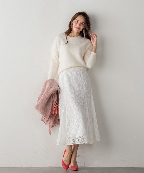 Viaggio Blu（ビアッジョブルー） スカート ラッセル起毛レース