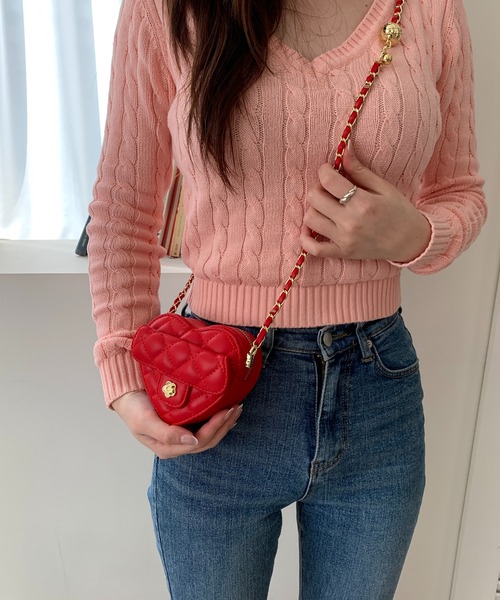cream creme トートバッグ ハートキルティングクロスバッグ レディース