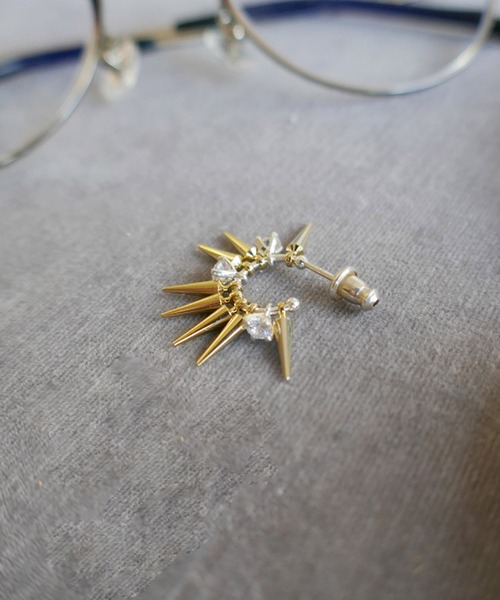 e.m. ピアス SILVER925ジルコニア×スタッズピアス S/メンズ
