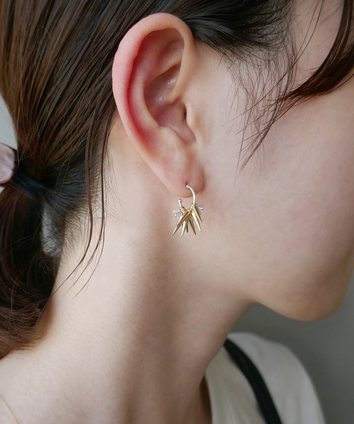 e.m.スタッズ×ジルコニアピアス片耳 ジルコニア×スタッズピアス S/メンズ/レディース/メンズ/SC