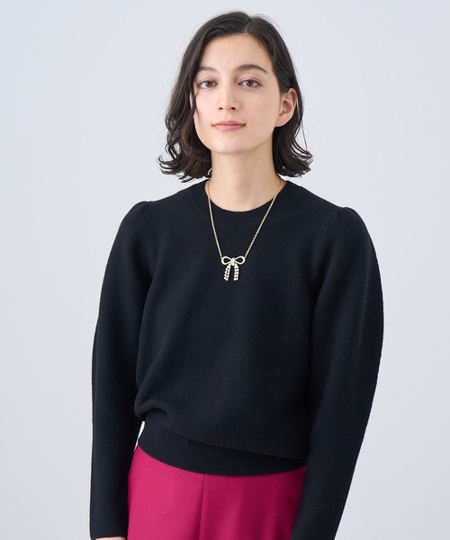 ニット セーター 紡毛ガーターペザントパフ プルオーバー レディース ANAYI ニット セーター 紡毛ガーターペザントパフ プルオーバー