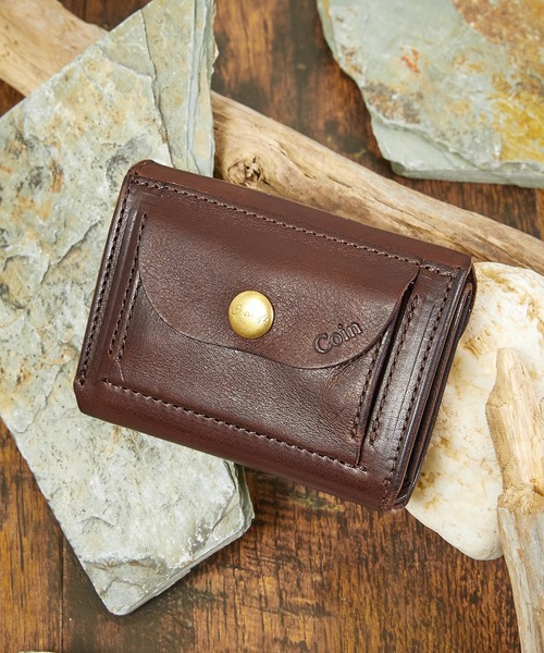 Cramp 三つ折り財布　ブラウン　キャメル　レザー　コンパクトウォレット cramp（クランプ） 最大51% 5/10限定 ミニ財布 三つ折り財布 ミニ