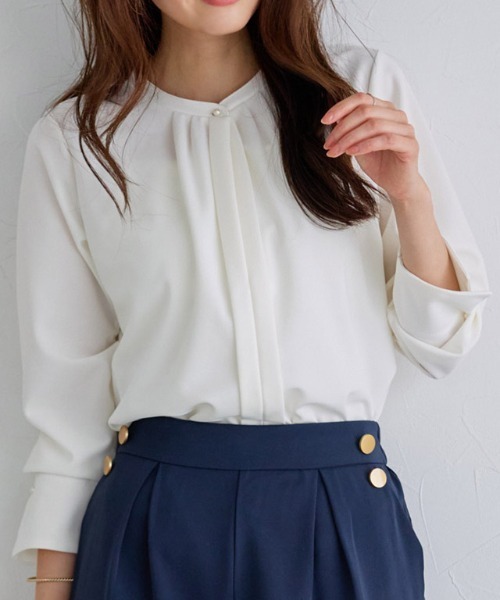 コルピエロ 23SS 2Way SHIRT シャツ ブラウス ネイビー Pierrot（ピエロ） ブラウス シャツ 2wayフリルカラーブラウス