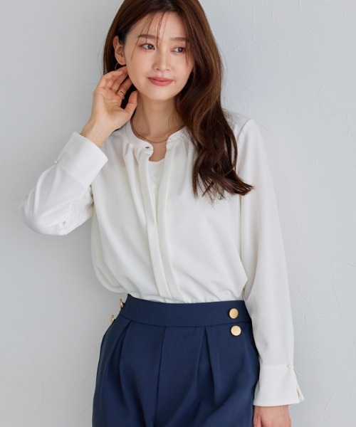 シャツ/ブラウス(長袖/七分) col pierrot New 2way shirt Col Pierrot/コル ピエロ】 2WAY PLEATS BLOUSE（シャツ／ブラウス
