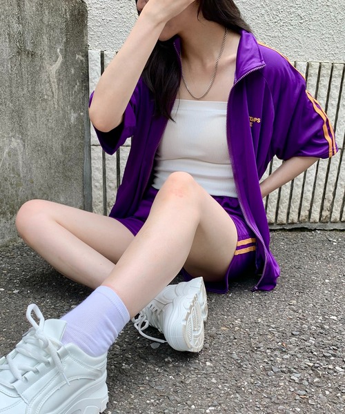 セットアップ 半袖 ジップトップス パンツ カジュアル ライン セットアップ スポーツMIX トップス スカート ショートパンツ