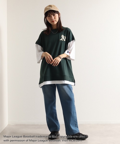 MLB tシャツ 「MLB/メジャーリーグベースボール」3D刺繍 バック