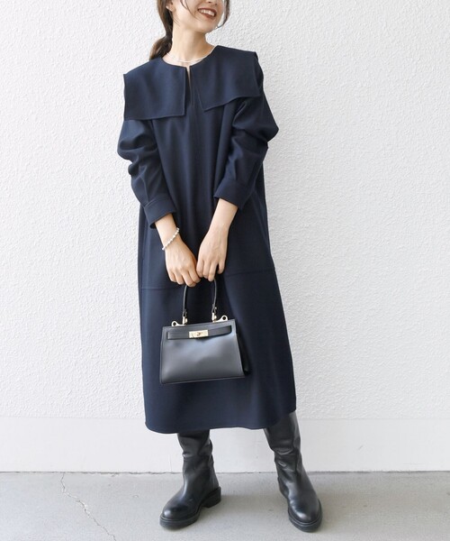 SHIPS any」 長袖ワンピース ONE SIZE ネイビー レディース : 83594768 