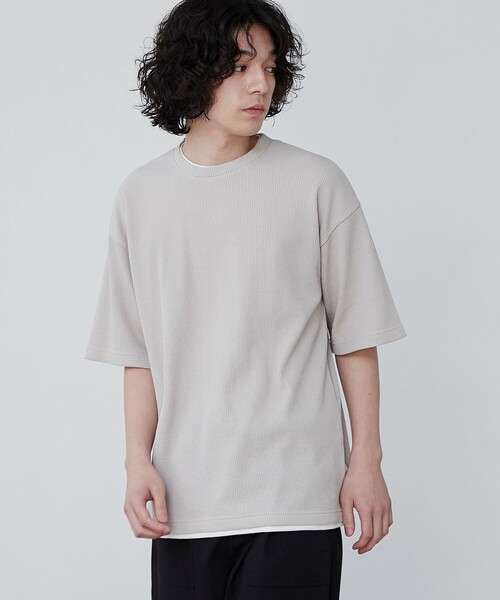 coen（コーエン） tシャツ ワッフルフェイクレイヤードTシャツ メンズ