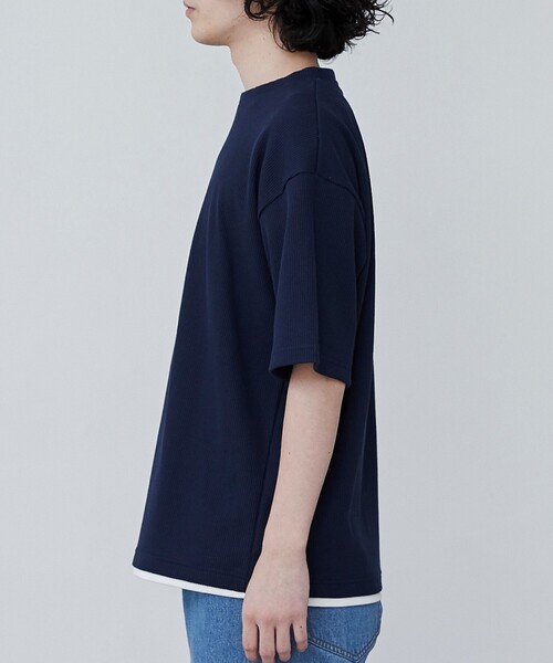 coen（コーエン） tシャツ ワッフルフェイクレイヤードTシャツ メンズ