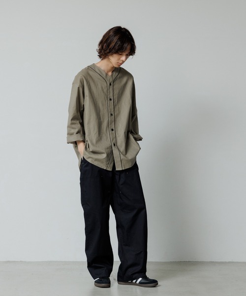 ADAM ET ROPE' シャツ 「ZOZO限定」綿麻 ベースボールシャツ