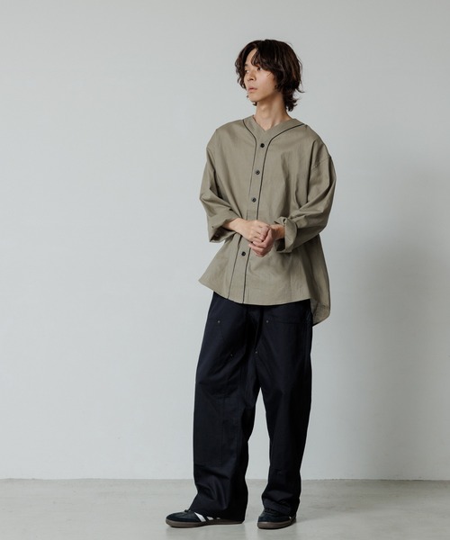 美品♪アダムエロペ　ラミー ビッグシャツ　リネンシャツ　ゆったり　ブルー　麻 美品♪アダムエロペ ラミー ビッグシャツ リネンシャツ ゆったり