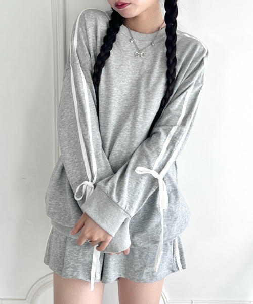 セットアップ スウェット トップス パンツ リボン Outfitter lab｜サイドレースリボンスウェットパンツ | Rakuten