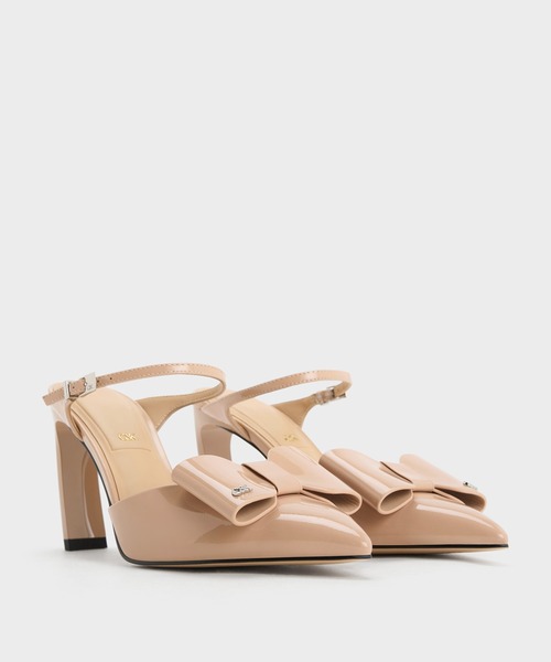 CHARLES ＆ KEITH サンダル Lu ルー パテントレザーボウブレード