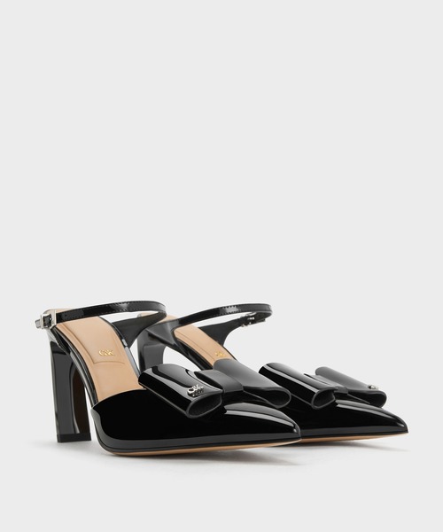 CHARLES ＆ KEITH サンダル Lu ルー パテントレザーボウブレード