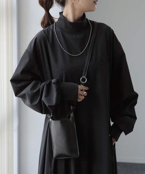 ブラックロングナイロンワンピース兼コート ^_^ and myera トレンチ