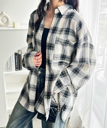 GeeRA（ジーラ） ブラウス シャツ チェックロングシャツ レディース