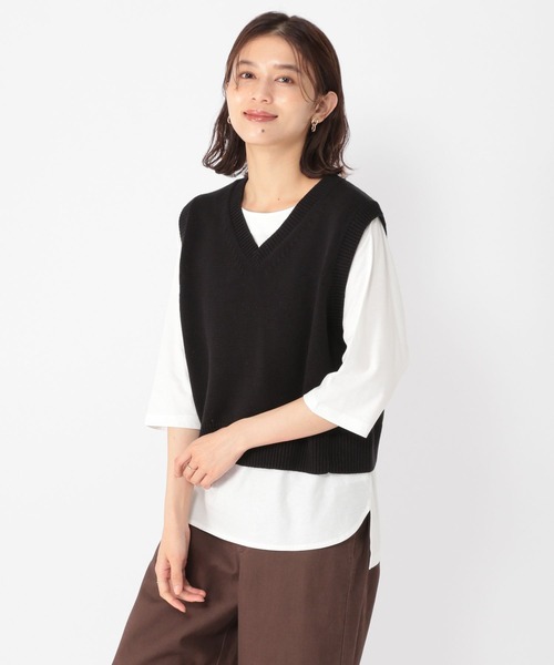 Black & White Vネック ベスト 新品未使用 studio CLIP（スタディオクリップ） ベスト ジレ 「days」5ゲージV