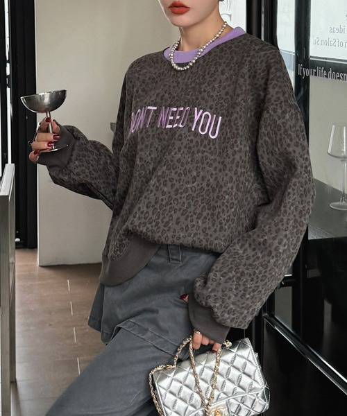 トレーナー スウェット 「HOOK」for girls フロントプリントレオパード