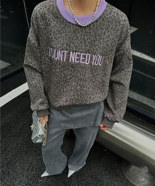 トレーナー スウェット 「HOOK」for girls フロントプリントレオパード