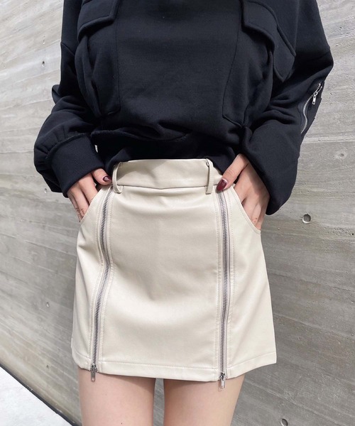 ENVYM（アンビー） スカート ダブルファスナーレザースカート