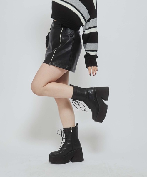 ENVYM（アンビー） スカート ダブルファスナーレザースカート