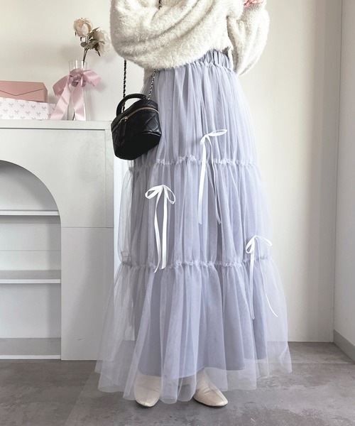 apres jour（アプレジュール） スカート チュールリボンスカート