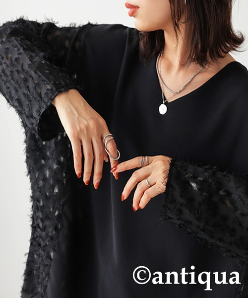 「antiqua」 「patterntorso」ドルマンスリーブブラウス ONESIZE ブラック レディース antiqua 「antiqua」 「patterntorso」ドルマンスリーブブラウス
