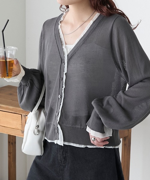 【希少 美品】ワイズ　ジレ　カーディガン　グレー　L 変形　レイヤード 楽天市場】【感謝価格】ニット カーディガン 長袖 レディース