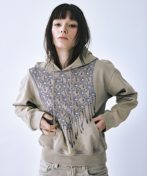 パーカー 「tanakadaisuke/タナカダイスケ」「STUDIOUS別注」rhombus l print bijou hoodie/フー