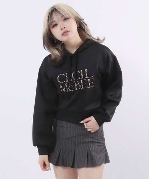 セシルマクビー パーカー アウター リバーシブル レディース ヒョウ柄 上着 ヒ CECIL McBEE（セシルマクビー） パーカー レオパードロゴ プルオーバー