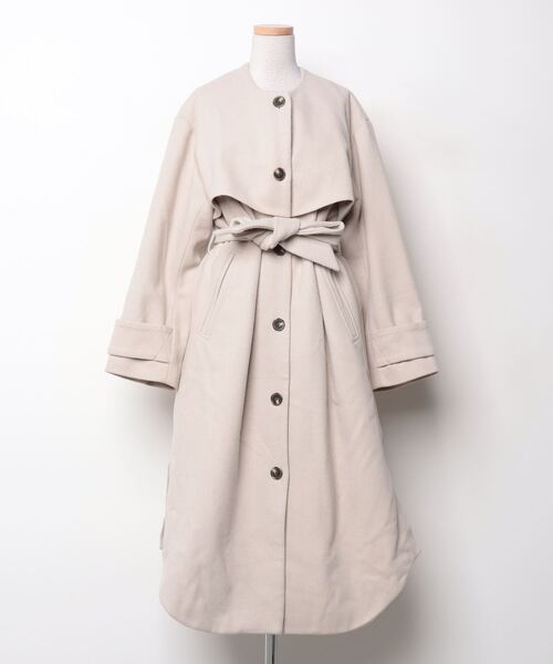 MURUA（ムルーア） ノーカラーコート 2 ベージュ レディース