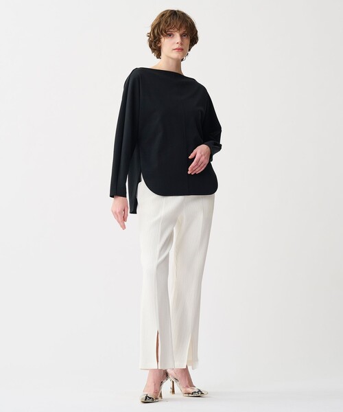美品 uncrave ハイウエスト スリット パンツ UVカット アンクレイヴ uncrave（アンクレイヴ） パンツ プリーツリブ スリットパンツ