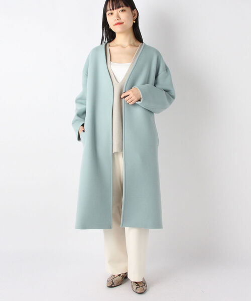 みーちゃん　【新品】NOLLEY'S sophiノーカラー ロングコート NOLLEY'S Sophi（ノーリーズソフィー） ノーカラーコート 38 モカ