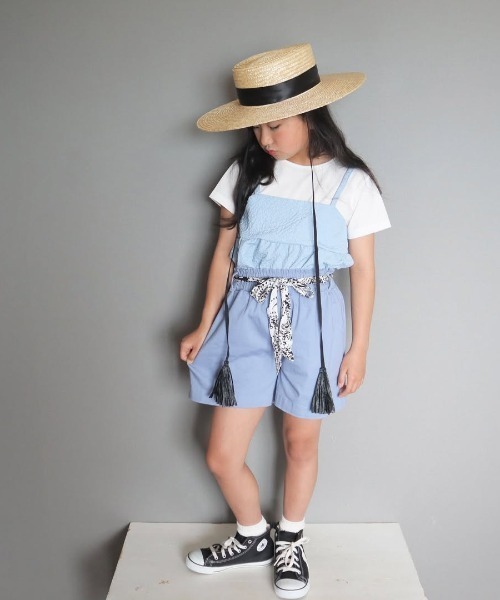 ikka（イッカ） パンツ スカーフベルト付きストレッチキュロット（120