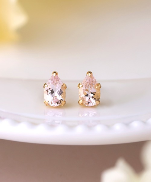 ピアス 「 セカンドピアス」 K18モルガナイト ドロップピアス レディース