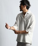 シャツ LINEN BLEND 3Q SKIPPER SHIRT：綿麻素材 7分袖