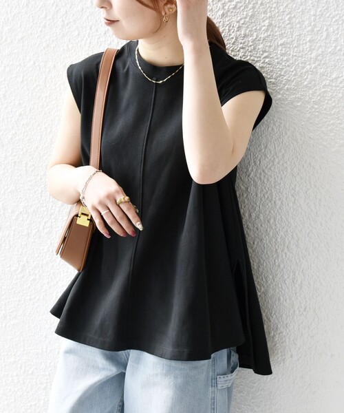 tシャツ SHIPS any:「接触冷感/汗染み防止加工/洗濯機可能」Aライン フレンチスリーブ TEE レディース