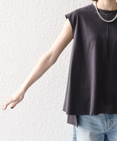 SHIPS for women / シップスウィメン SHIPS any:〈接触冷感/汗染み防止加工/洗濯機可能〉Aライン フレンチスリーブ TEE SHIPS any tシャツ any:「接触冷感/汗染み防止加工/洗濯機可能