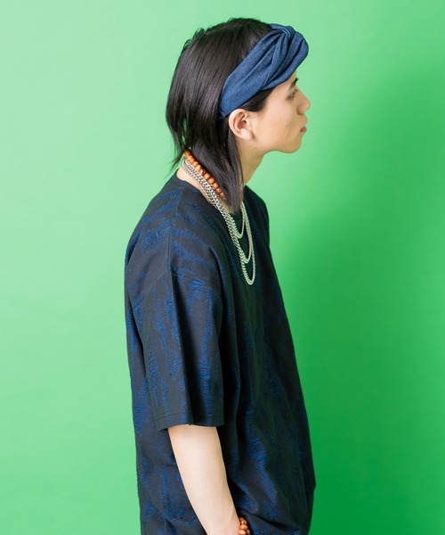 ヘアバンド an meets zakka クロスボリュームデニムヘアターバン