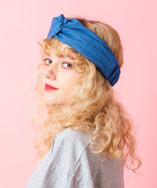 ヘアバンド an meets zakka クロスボリュームデニムヘアターバン