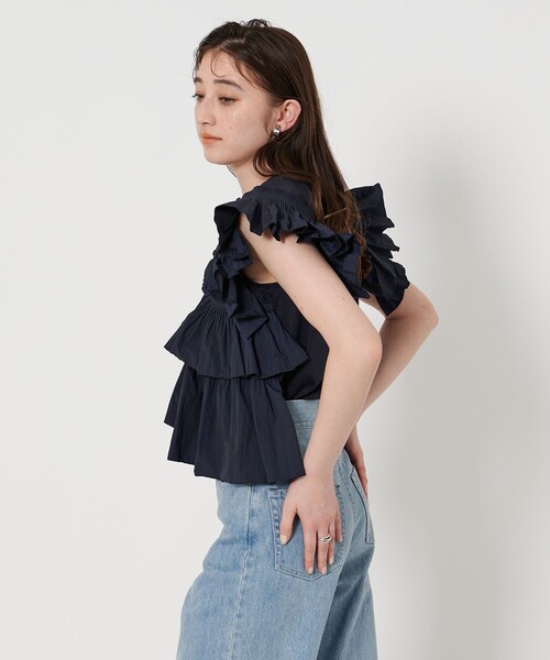 在庫処分セール 言い換え UNITED ARROWS カットソー コンビ プリーツフリル tシャツ トップス