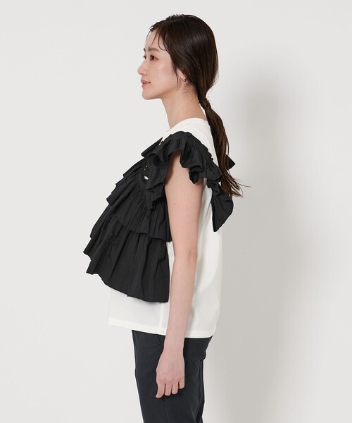UNITED ARROWS tシャツ プリーツフリル コンビ カットソー