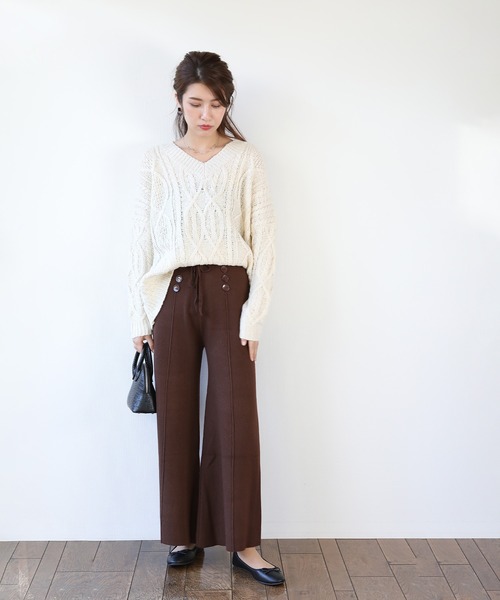 「BLUEEAST」 Vネックニット MEDIUM ネイビー レディース_画像2