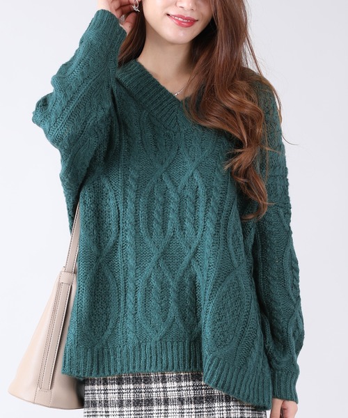 「BLUEEAST」 Vネックニット MEDIUM ネイビー レディース_画像5