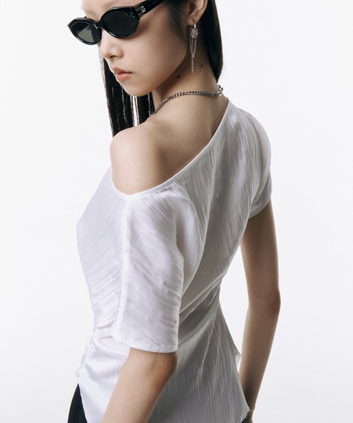 トップス josemoon asymmetry top ASYMMETRY DRAPE KNIT TOPS(F IVORY): TOPSjosemoon