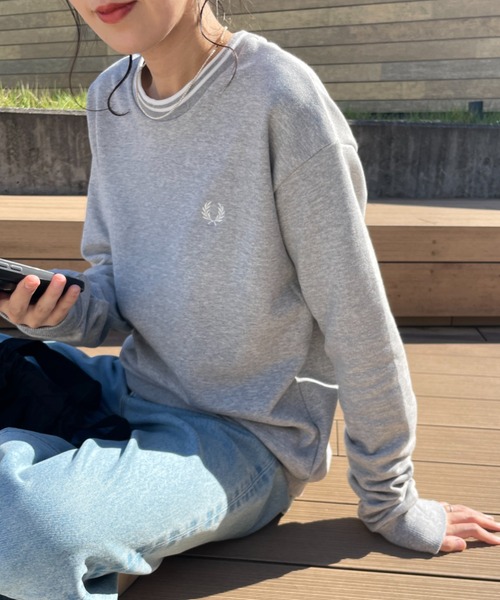「FRED PERRY」 スウェットカットソー S グレー レディース