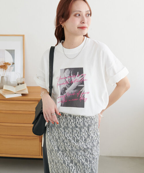 Discoat tシャツ 「WEB限定」モノクロロゴカラーポイントビッグ