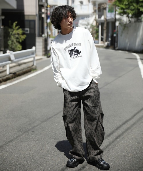 tシャツ HOOK -original- ふわふわ猫刺繍ロンTEE メンズ レディース
