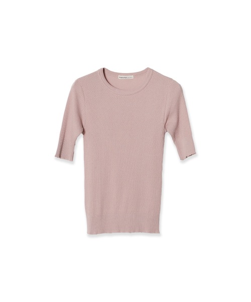 tシャツ Adriana Kay/アドリアナケイ 変形リブ 5分袖プルオーバー レディース