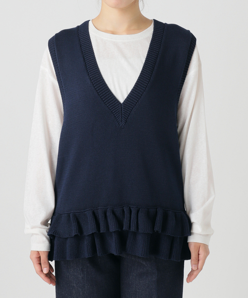 BC.STOCK ベスト　ジレ B.C STOCK ベスト ジレ 手洗い可 / 接触冷感 ヘムダブルフリルV